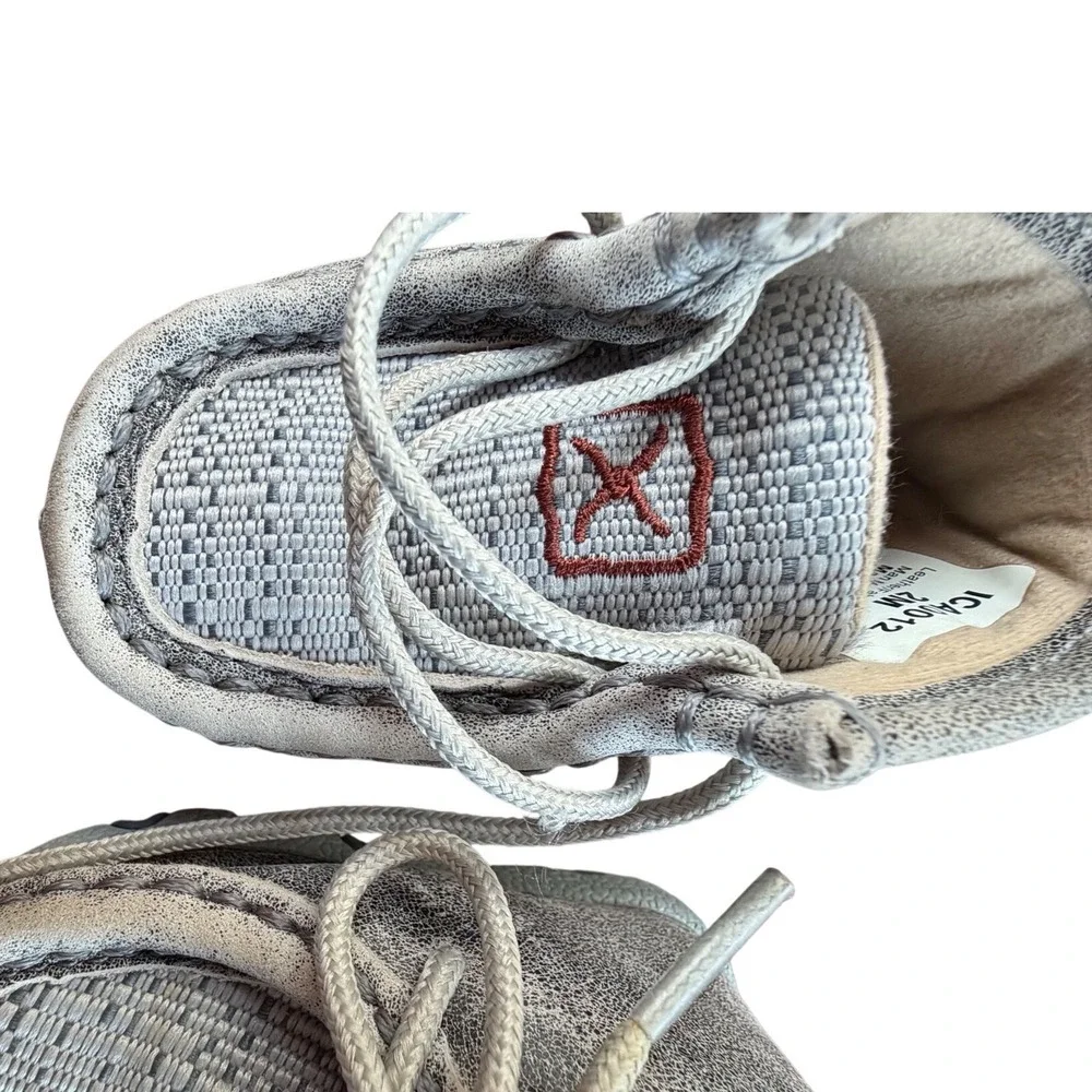 Twisted X Infant Grey Crackle Leather Woven Moccasins ICA0012 Size 2M
